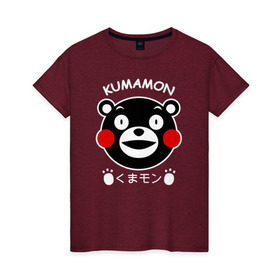 Женская футболка хлопок с принтом KUMAMON в Петрозаводске, 100% хлопок | прямой крой, круглый вырез горловины, длина до линии бедер, слегка спущенное плечо | japanese | kumamon | kumamoto | аниме | игрушка | кумамон | кумамото сапурайдзу | персонаж | талисман | япония