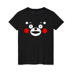 Женская футболка хлопок с принтом KUMAMON в Петрозаводске, 100% хлопок | прямой крой, круглый вырез горловины, длина до линии бедер, слегка спущенное плечо | japanese | kumamon | kumamoto | аниме | игрушка | кумамон | кумамото сапурайдзу | персонаж | талисман | япония
