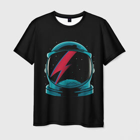 Мужская футболка 3D с принтом Space Bowie в Петрозаводске, 100% полиэфир | прямой крой, круглый вырез горловины, длина до линии бедер | Тематика изображения на принте: david bowie | rock music | дэвид боуи | рок  музыка