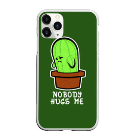 Чехол для iPhone 11 Pro матовый с принтом Nobody Hugs Me в Петрозаводске, Силикон |  | cactus | hugs | me | nobody | sad | горшок | горшочек | грусть | кактус | надпись | обнимашки | объятия | печаль | тоска