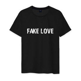 Мужская футболка хлопок с принтом FAKE LOVE в Петрозаводске, 100% хлопок | прямой крой, круглый вырез горловины, длина до линии бедер, слегка спущенное плечо. | bangtan boys | beyond the scene | bts | fake love | k pop | music | арэм | ви | джей хоуп | джин | музыка | сюга | чимин | чонгук