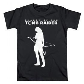 Мужская футболка хлопок с принтом Tomb Raider LOGO в Петрозаводске, 100% хлопок | прямой крой, круглый вырез горловины, длина до линии бедер, слегка спущенное плечо. | воительница | женщина | игра | крофт | лара | персонаж
