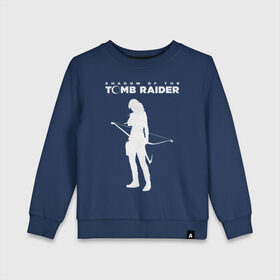 Детский свитшот хлопок с принтом Tomb Raider LOGO в Петрозаводске, 100% хлопок | круглый вырез горловины, эластичные манжеты, пояс и воротник | воительница | женщина | игра | крофт | лара | персонаж