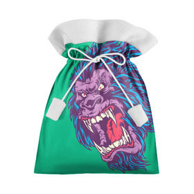 Подарочный 3D мешок с принтом Neon Yeti в Петрозаводске, 100% полиэстер | Размер: 29*39 см | beast | gorilla | monster | горилла | животное | йети | монстр
