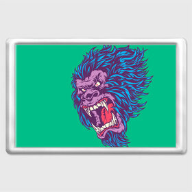 Магнит 45*70 с принтом Neon Yeti в Петрозаводске, Пластик | Размер: 78*52 мм; Размер печати: 70*45 | Тематика изображения на принте: beast | gorilla | monster | горилла | животное | йети | монстр