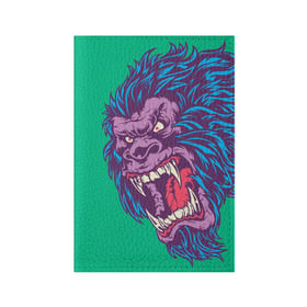 Обложка для паспорта матовая кожа с принтом Neon Yeti в Петрозаводске, натуральная матовая кожа | размер 19,3 х 13,7 см; прозрачные пластиковые крепления | beast | gorilla | monster | горилла | животное | йети | монстр