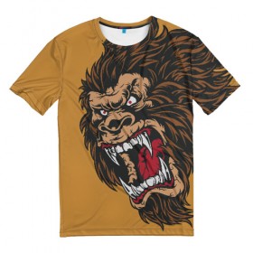 Мужская футболка 3D с принтом Forest Yeti в Петрозаводске, 100% полиэфир | прямой крой, круглый вырез горловины, длина до линии бедер | Тематика изображения на принте: beast | gorilla | monster | горилла | животное | йети | монстр