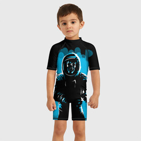Детский купальный костюм 3D с принтом Dead Space в Петрозаводске, Полиэстер 85%, Спандекс 15% | застежка на молнии на спине | austranaut | bone | cosmos | nasa | skull | астронавт | космонавт | космос | кости | череп