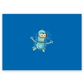 Поздравительная открытка с принтом Bender Nevermind в Петрозаводске, 100% бумага | плотность бумаги 280 г/м2, матовая, на обратной стороне линовка и место для марки
 | bender | futurama | mult | nevermind | nirvana | simpsons | zoidberg | бендер | зойдберг | мульт | мультик | мультфильм | симпсоны | футурама