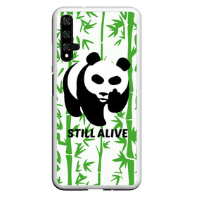 Чехол для Honor 20 с принтом Still Alive в Петрозаводске, Силикон | Область печати: задняя сторона чехла, без боковых панелей | Тематика изображения на принте: alive | bamboo | green | greenpeace | panga | peace | still | бамбук | грин | гринпис | живая | живой | зеленый | мир | панда | панды | пис
