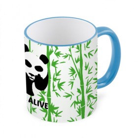Кружка с принтом Still Alive в Петрозаводске, керамика | ёмкость 330 мл | alive | bamboo | green | greenpeace | panga | peace | still | бамбук | грин | гринпис | живая | живой | зеленый | мир | панда | панды | пис