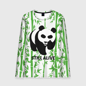 Мужской лонгслив 3D с принтом Still Alive в Петрозаводске, 100% полиэстер | длинные рукава, круглый вырез горловины, полуприлегающий силуэт | alive | bamboo | green | greenpeace | panga | peace | still | бамбук | грин | гринпис | живая | живой | зеленый | мир | панда | панды | пис