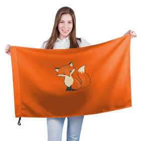Флаг 3D с принтом Лисичка в Петрозаводске, 100% полиэстер | плотность ткани — 95 г/м2, размер — 67 х 109 см. Принт наносится с одной стороны | fox | foxes | ginger | orange | tail | лапки | лис | лиса | лисичка | лисички | лисы | оранжевый | рыжая | рыжий | хвост