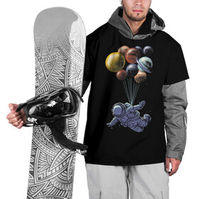 Накидка на куртку 3D с принтом Космонавт на Шариках в Петрозаводске, 100% полиэстер |  | galaxy | planet | planets | space | spaceman | star | stars | галактика | галактики | звезда | звезды | космонавт | космос | планета | планеты | шары