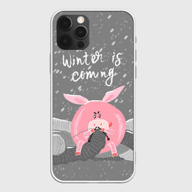 Чехол для iPhone 12 Pro Max с принтом Winter is coming в Петрозаводске, Силикон |  | весёлый | вяжет | год | домашняя | животные | зима | клубок | мороз | надпись | наступает | новый год | п | поздравление | поросенок | праздник | прикольный | пятачок | рождество | розовый