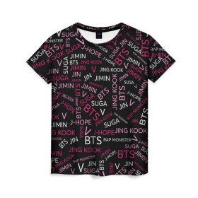 Женская футболка 3D с принтом BTS в Петрозаводске, 100% полиэфир ( синтетическое хлопкоподобное полотно) | прямой крой, круглый вырез горловины, длина до линии бедер | bangtan boys | beyond the scene | bts | k pop | music | арэм | ви | джей хоуп | джин | музыка | состав | сюга | чимин | чонгук