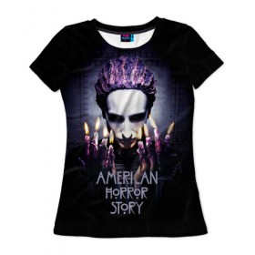 Женская футболка 3D с принтом American Horror Story в Петрозаводске, 100% полиэфир ( синтетическое хлопкоподобное полотно) | прямой крой, круглый вырез горловины, длина до линии бедер | 8 сезон | american | apocalypse | horror | story | американская | апокалипсис | история | сериал | ужасов