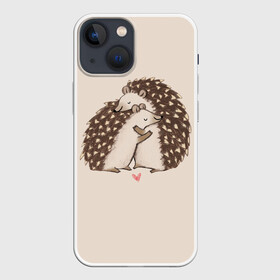 Чехол для iPhone 13 mini с принтом Любовь Ежиков в Петрозаводске,  |  | cute | heart | hedgehog | hedgehogs | love | ежи | ежик | ежики | иголки | лапки | любовь | милый | обнимашки | пузико | пузо | сердечки | сердечко | смешной | ушки