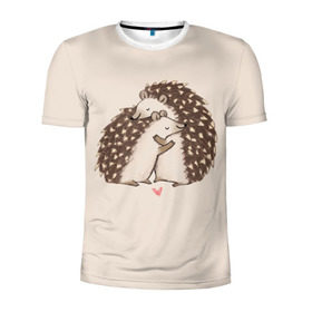 Мужская футболка 3D спортивная с принтом Любовь Ежиков в Петрозаводске, 100% полиэстер с улучшенными характеристиками | приталенный силуэт, круглая горловина, широкие плечи, сужается к линии бедра | cute | heart | hedgehog | hedgehogs | love | ежи | ежик | ежики | иголки | лапки | любовь | милый | обнимашки | пузико | пузо | сердечки | сердечко | смешной | ушки