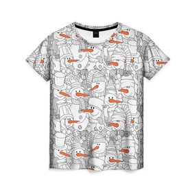 Женская футболка 3D с принтом Снеговики в Петрозаводске, 100% полиэфир ( синтетическое хлопкоподобное полотно) | прямой крой, круглый вырез горловины, длина до линии бедер | 2019 | вёдра | верховный | год | искусство | картинка | круто | лучший | мода | молодёжная | морковка | новый год | печенья | подарок | поздравление | праздник | рисунок | рождество | с новым годом