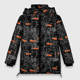 Женская зимняя куртка 3D с принтом Черные снеговики в Петрозаводске, верх — 100% полиэстер; подкладка — 100% полиэстер; утеплитель — 100% полиэстер | длина ниже бедра, силуэт Оверсайз. Есть воротник-стойка, отстегивающийся капюшон и ветрозащитная планка. 

Боковые карманы с листочкой на кнопках и внутренний карман на молнии | 2019 | вёдра | верховный | год | искусство | картинка | круто | лучший | мода | молодёжная | морковка | новый год | печенья | подарок | поздравление | праздник | рисунок | рождество | с новым годом