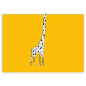 Поздравительная открытка с принтом Я Жираф в Петрозаводске, 100% бумага | плотность бумаги 280 г/м2, матовая, на обратной стороне линовка и место для марки
 | animal | desert | giraffe | long | pattern | skin | tall | высокий | длинная | животное | животные | жираф | жирафы | пустыня | узор | шея