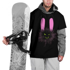 Накидка на куртку 3D с принтом Мрачный Зайчик в Петрозаводске, 100% полиэстер |  | creepy | ear | ears | rabbit | rabbits | scary | spooky | жуткий | зайцы | зайчик | зайчики | заяц | кролик | кролики | мрачный | страшный | ухо | уши | ушки