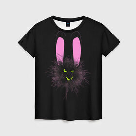 Женская футболка 3D с принтом Мрачный Зайчик в Петрозаводске, 100% полиэфир ( синтетическое хлопкоподобное полотно) | прямой крой, круглый вырез горловины, длина до линии бедер | creepy | ear | ears | rabbit | rabbits | scary | spooky | жуткий | зайцы | зайчик | зайчики | заяц | кролик | кролики | мрачный | страшный | ухо | уши | ушки