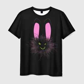 Мужская футболка 3D с принтом Мрачный Зайчик в Петрозаводске, 100% полиэфир | прямой крой, круглый вырез горловины, длина до линии бедер | creepy | ear | ears | rabbit | rabbits | scary | spooky | жуткий | зайцы | зайчик | зайчики | заяц | кролик | кролики | мрачный | страшный | ухо | уши | ушки