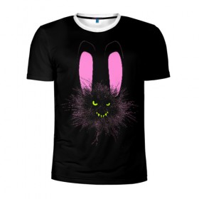 Мужская футболка 3D спортивная с принтом Мрачный Зайчик в Петрозаводске, 100% полиэстер с улучшенными характеристиками | приталенный силуэт, круглая горловина, широкие плечи, сужается к линии бедра | Тематика изображения на принте: creepy | ear | ears | rabbit | rabbits | scary | spooky | жуткий | зайцы | зайчик | зайчики | заяц | кролик | кролики | мрачный | страшный | ухо | уши | ушки