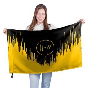 Флаг 3D с принтом TWENTY ONE PILOTS в Петрозаводске, 100% полиэстер | плотность ткани — 95 г/м2, размер — 67 х 109 см. Принт наносится с одной стороны | 21 pilots | 21p | music | rock | top | trench | twenty one pilots | группа | музыка | рок