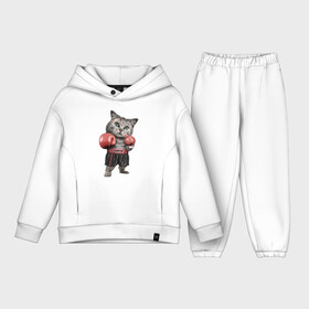 Детский костюм хлопок Oversize с принтом Кот боксёр в Петрозаводске,  |  | Тематика изображения на принте: боец | бокс | боксёр | кот | котёнок | кошак | кошка | кулак | спорт | шорты