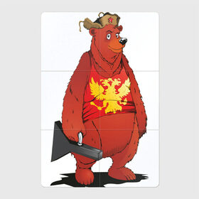 Магнитный плакат 2Х3 с принтом Мишка с футляром в Петрозаводске, Полимерный материал с магнитным слоем | 6 деталей размером 9*9 см | балалайка | красный | медведь | патриот | россия | русь | ушанка | футляр