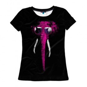 Женская футболка 3D с принтом Слон в Очках в Петрозаводске, 100% полиэфир ( синтетическое хлопкоподобное полотно) | прямой крой, круглый вырез горловины, длина до линии бедер | Тематика изображения на принте: 