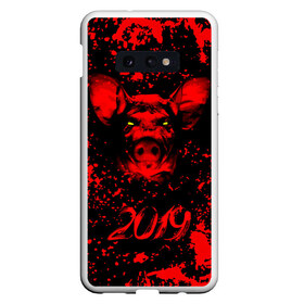 Чехол для Samsung S10E с принтом Красный поросенок в Петрозаводске, Силикон | Область печати: задняя сторона чехла, без боковых панелей | 2019 | боров | брызги | веселье | взгляд | год | домашнее | животное | капли | красный | кровь | подарок | поздравление | поросенок | праздник | радость | рождество | с новым годом | свинья