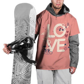 Накидка на куртку 3D с принтом Любящая пара в Петрозаводске, 100% полиэстер |  | love | голуби | любовь | пара | птицы | сердечко | шарик