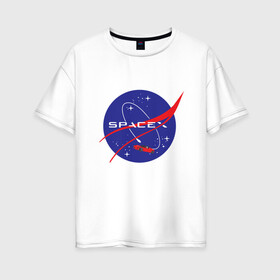 Женская футболка хлопок Oversize с принтом NASA Space в Петрозаводске, 100% хлопок | свободный крой, круглый ворот, спущенный рукав, длина до линии бедер
 | alien | earth | express | futurama | galaxy | moon | nasa | planet | space | star | ufo | world | астронавт | вселенная | гагарин | галактика | звезда | звезды | земля | ино | космонавт | космос | луна | мир | наса | небо | нло | планета | полёт