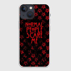 Чехол для iPhone 13 mini с принтом NORMAL PEOPLE SCARE ME в Петрозаводске,  |  | ahs | american horror story | normal people scare me | американская история ужасов | нормальные люди пугают меня | сериал