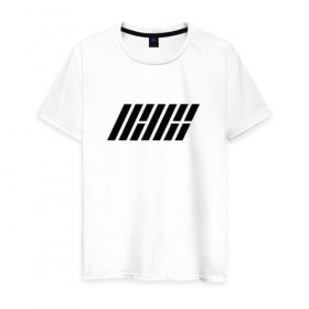 Мужская футболка хлопок с принтом iKON logo в Петрозаводске, 100% хлопок | прямой крой, круглый вырез горловины, длина до линии бедер, слегка спущенное плечо. | ikon | k pop | return | айкон