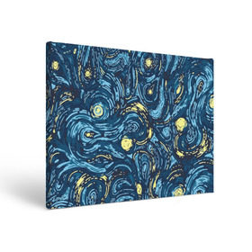 Холст прямоугольный с принтом Ван Гог. Звездная Ночь в Петрозаводске, 100% ПВХ |  | вангог | живопись | искусство | картина | краска | синий | художник