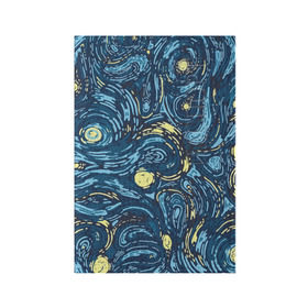 Обложка для паспорта матовая кожа с принтом Ван Гог. Звездная Ночь в Петрозаводске, натуральная матовая кожа | размер 19,3 х 13,7 см; прозрачные пластиковые крепления | вангог | живопись | искусство | картина | краска | синий | художник