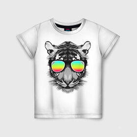 Детская футболка 3D с принтом Пляжный Тигр в Петрозаводске, 100% гипоаллергенный полиэфир | прямой крой, круглый вырез горловины, длина до линии бедер, чуть спущенное плечо, ткань немного тянется | africa | beach | desert | ocean | predator | sea | sun | tiger | tigers | африка | море | океан | очки | пляж | пустыня | солнце | тигр | тигренок | тигрица | тигрицы | тигры | тигрята | хищник