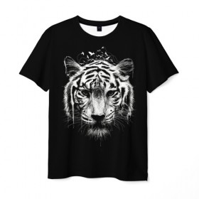 Мужская футболка 3D с принтом Dark Tiger в Петрозаводске, 100% полиэфир | прямой крой, круглый вырез горловины, длина до линии бедер | africa | creepy | dark | desert | predator | scary | tiger | tigers | африка | жуткий | мрачный | пустыня | страшный | тигр | тигренок | тигрица | тигрицы | тигры | тигрята | хищник