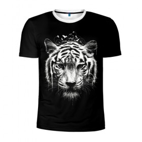 Мужская футболка 3D спортивная с принтом Dark Tiger в Петрозаводске, 100% полиэстер с улучшенными характеристиками | приталенный силуэт, круглая горловина, широкие плечи, сужается к линии бедра | africa | creepy | dark | desert | predator | scary | tiger | tigers | африка | жуткий | мрачный | пустыня | страшный | тигр | тигренок | тигрица | тигрицы | тигры | тигрята | хищник