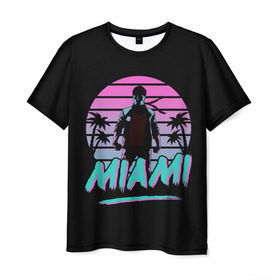 Мужская футболка 3D с принтом Майами в Петрозаводске, 100% полиэфир | прямой крой, круглый вырез горловины, длина до линии бедер | beach | hot | miami | sun | usa | город | города | жара | лето | майами | море | ночь | отпуск | пальма | пальмы | пляж | солнце | сша