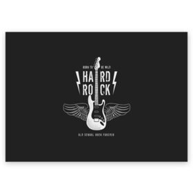 Поздравительная открытка с принтом HARD ROCK ГИТАРА в Петрозаводске, 100% бумага | плотность бумаги 280 г/м2, матовая, на обратной стороне линовка и место для марки
 | гитара | крылья | металл | музыка | рок | струны