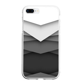 Чехол для iPhone 7Plus/8 Plus матовый с принтом Бумажные полосы в Петрозаводске, Силикон | Область печати: задняя сторона чехла, без боковых панелей | Тематика изображения на принте: белый | геометрия | полосы | серый | треугольник | черный