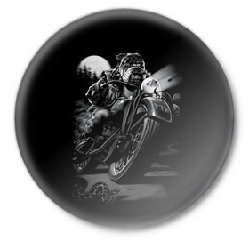 Значок с принтом Biker dog / Пёс-байкер в Петрозаводске,  металл | круглая форма, металлическая застежка в виде булавки | Тематика изображения на принте: biker | choper | harleydavidson | moto | motorcycle | romantic | байкер | мото | моторомантик | пёс | романтик | собака | харлей | чопер