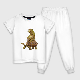 Детская пижама хлопок с принтом Speed is Relative в Петрозаводске, 100% хлопок |  брюки и футболка прямого кроя, без карманов, на брюках мягкая резинка на поясе и по низу штанин
 | ленивец | лень | медленно | медлительный | тормоз | черепаха