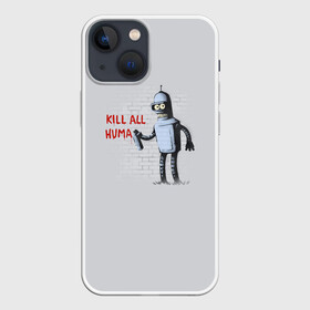 Чехол для iPhone 13 mini с принтом Bender   Kill all human в Петрозаводске,  |  | bender | fry | futurama | planet express | бендер | гипножаба | зойдберг | лила | фрай | футурама